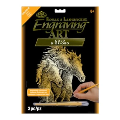 Image of Royal &amp; Langnickel Gold Engraving Art A4 Size Horses Designed Painting Set