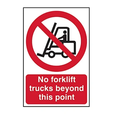 Image of ‘No Forklift Trucks Beyond This Point’ Sign, Self Adhesive Semi Rigid PVC (200mm x 300mm)