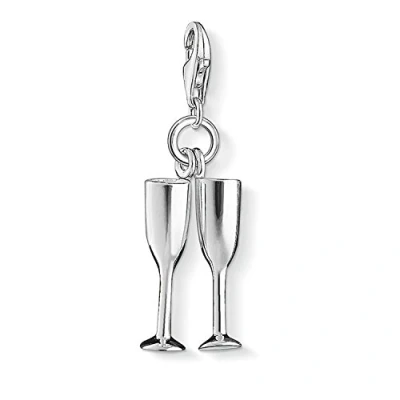 Image of Thomas Sabo Women Charm Pendant Champagne Flutes Club 925 Sterling Silver 1288 001 12