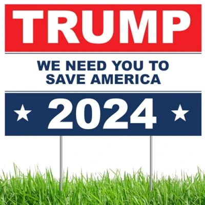 Image of Trump 2024 Yard Sign, Signs for Yard, 12&quot; x 18&quot; inches Double Sided with H Metal Stake, WNYTSA Signs, Donald Lawn Sign