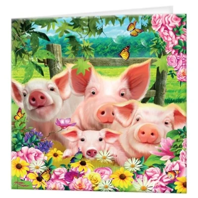 Image of 3D LiveLife Greeting Card Pig Pen from Deluxebase. Lenticular Blank Cards with Envelopes. Farm All Occasion featuring Original Artwork by Michael Searle.