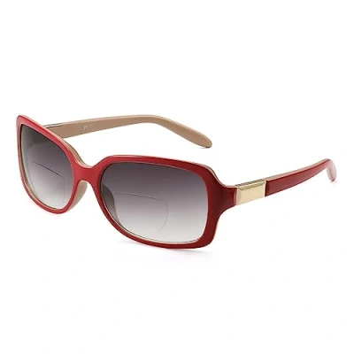 Image of JM Classic Bifocal Reading Glasses Square Stylish Gradient Sunglasses Readers for Women +3.25 Red
