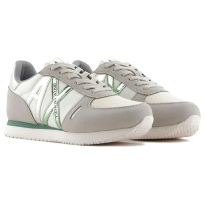 Image of Armani Exchange LACE UP Trainers, Women&#039;s, Size: 7, Grey/frosty green Imitation leather/ textile