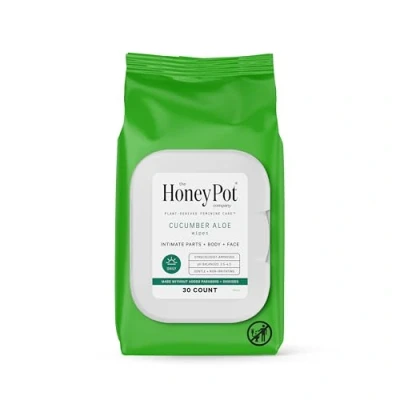 Image of The Honey Pot Company Feminine Wipes Daily PH Balancing and Sulfate Free Products for Parts, Body, or Face Cucumber Aloe 30 ct.