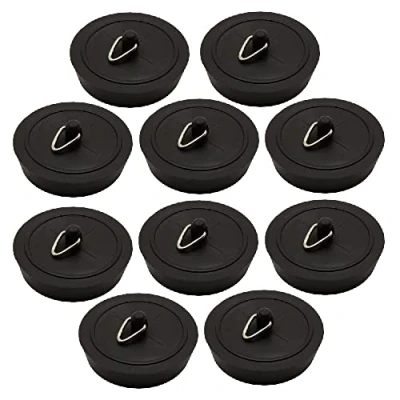 Image of TERF Black Rubber Bath and Basin Plug 45mm (1.3/4 inch) For Kitchen Bathroom Bathtub Sink Drain stopper Pack of 10