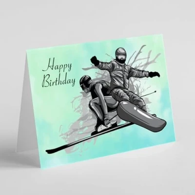 Image of Beebooh cards Skiing and snowboarding birthday card