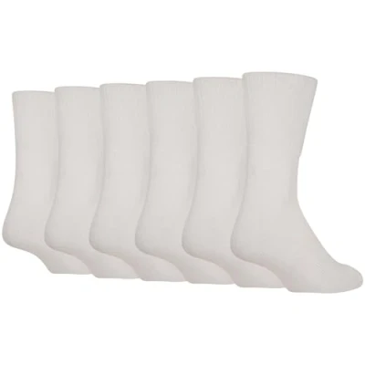 Image of Soxy 6 Pack Unisex Extra Wide Bamboo Diabetic Sock Loose Top Comfort Thick Cushioned Foot Organic Cotton Socks (White, 11)