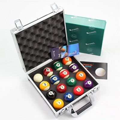 Image of Aramith 2 1/4Inch American Spots &amp; Stripes Pool Balls Aluminium Carry Case