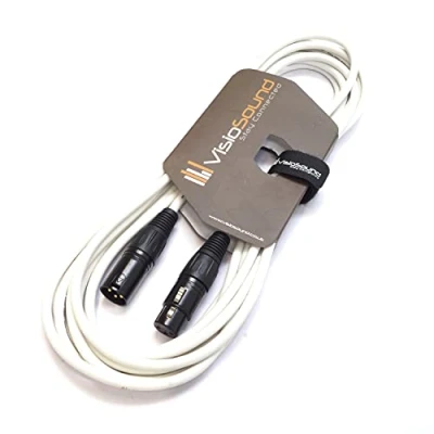 Image of VisioSound Premium Microphone Lead Male XLR to Female XLR/Pro Noiseless Balanced Cable (6m, White)