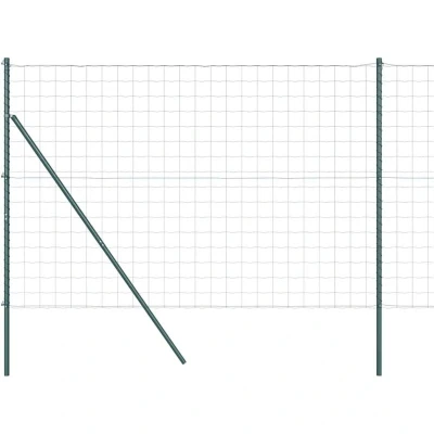 Image of vidaXL Euro Fence with 7 Posts 1.6x10 m Galvanised Steel Green