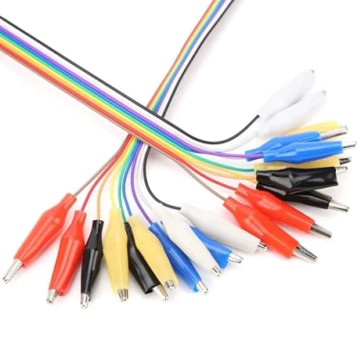 Image of 2 Pcs Crocodile Clip to Jump Wire, 20cm Alligator Dupont 20pin Male/Female Jumper Wires, Breadboard Test Lead Cable for Electronic Experiment