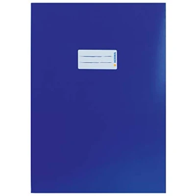 Image of HERMA 19751 Notebook Covers A4 Cardboard Blue Pack of 10 with Labelling Field Made Sturdy and Extra Strong Paper, Exercise Book Cover Set for School Notebooks, Coloured