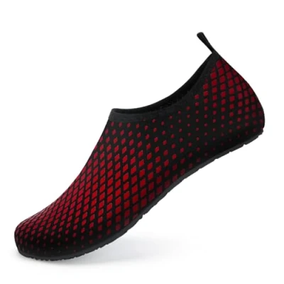 Image of Barefoot Water Shoes Aqua Spotrs Socks Quick Dry Beach Swim Snorkeling Surf Diving Pool Yoga for Mens Womens (266 Black red, 6/7UK)