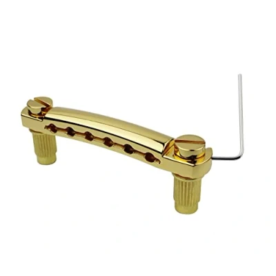 Image of Guyker Guitar Tune O Matic Tailpiece Stop Bar with Studs Bridges Parts Replacement for LP SG Style 6 String Electric (GS001, gold)