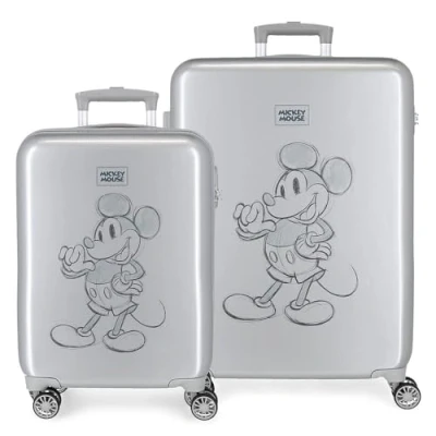 Image of Disney Mickey 100 Suitcase Set Gray 55/68 cm Rigid ABS Side Combination Lock 104L 6 kgs 4 Double Wheels Hand Luggage