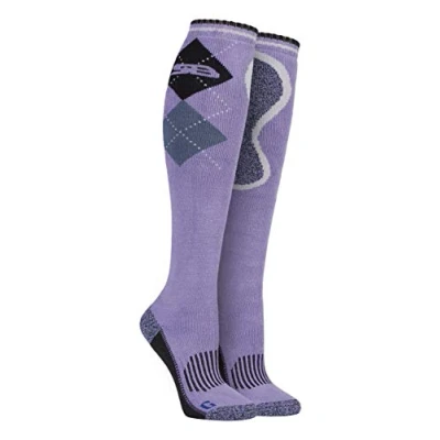 Image of Storm Bloc Ladies Knee High Long Argyle Padded Cotton Horse Riding Equestrian Boot Socks (4 8 uk, SBGLS009PUR)