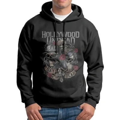 Image of Ireser Men Hollywood Hoodie Undead Sweatshirt Thick Hooded Pullover Black