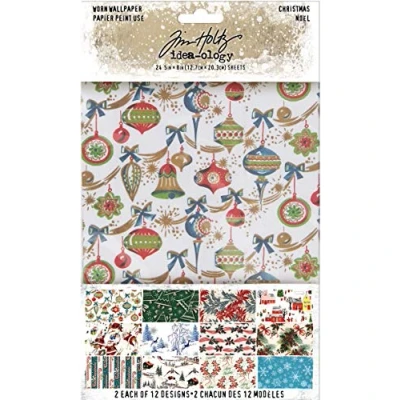Image of Tim Holtz Advantus TH94011 Worn Wallpaper, Christmas, 12 Designs/2 Each