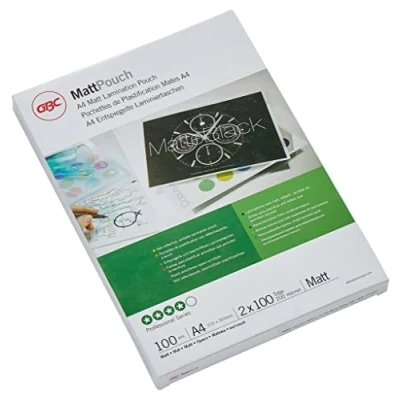 Image of GBC Matt Laminating Pouches 2 x 100 Micron A4 Pack of