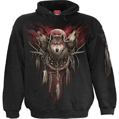 Image of Spiral Mens M451 Hoodies Hooded Sweatshirt, Black, M UK