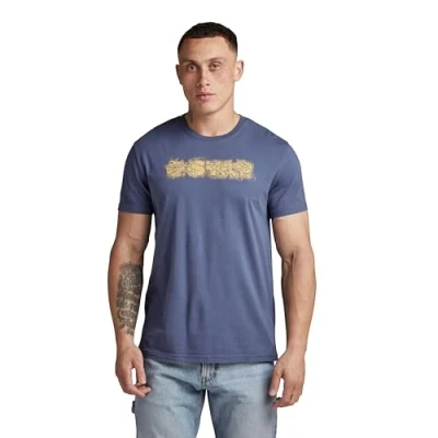 Image of G STAR RAW Men&#039;s Distressed Logo T Shirt, Blue (vintage indigo D24363 C506 G278), XS