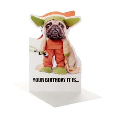 Image of UK Greetings Disney Star Wars Birthday Card for Him/Her/Friend Funny Yoda Dog Design