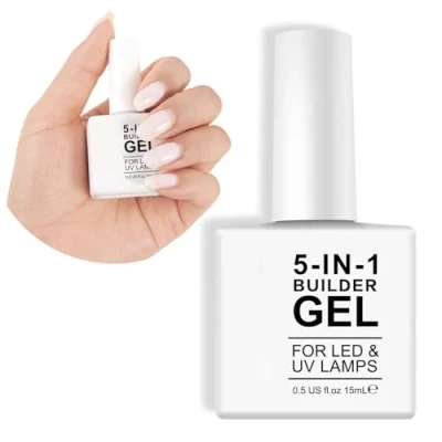 Image of Builder Gel, 5 in 1 Nail Base a Bottle for Nails Strengthener, 15ml Hard Gel Extension Nail, Strengthener Builder(white)