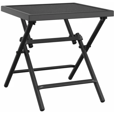 Image of vidaXL Folding Garden Table in Durable Steel Mesh Design, Anthracite Outdoor Patio Square Table, Rust Resistant Powder Coated Finish, Compact and Portable for Storage