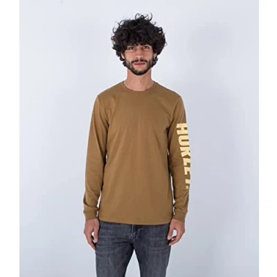Image of Hurley Men&#039;s Evd Exp Fastlane Ls T Shirt, Golden Doodle, S