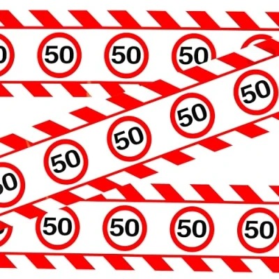 Image of Birthday Decoration Barrier Tape 50th Woman Man Table