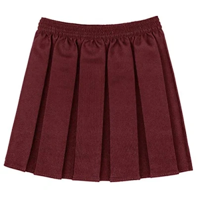 Image of Hiffy Girls Kids School Uniform Box Pleated Elasticated Waist Skirt Age 2 13 Years (Maroon, Years)