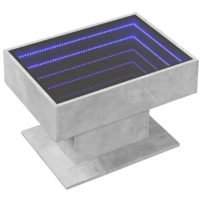 Image of vidaXL Coffee Table with LED Concrete Grey Engineered Wood, RGB Lights, 70x50x45 cm, Sturdy and Modern Living Room Furniture
