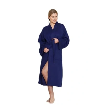 Image of Great Knot Hotel Quality 100% Cotton Waffle Bath Robe Kimono (Navy, Small)