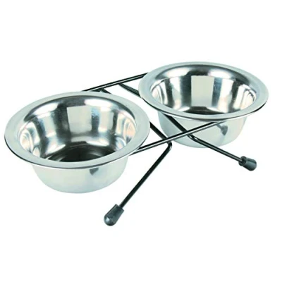 Image of Trixie Eat on Feet Two Stainless Steel Bowl Set for Dog, 0.75 Litre