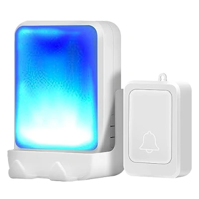 Image of Loud Flash Doorbell with 7 Colors of Bright Light and 4 Volumes, Wireless Doorbells,at Home/Office, Suitable for the Elderly, Hearing Impaired People, Pregnant Women Children