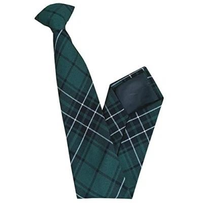 Image of Men&#039;s Maclean Green Tartan Clip On Neck Tie