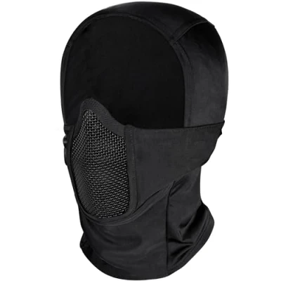 Image of OneTigris Airsoft Balaclava Mesh Mask, Full Face Protection Ninja Style Paintball Mask for CS Hunting Cycling Motorcycle, Black