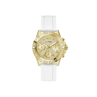Image of Guess Majesty Chronograph watch, Women&#039;s, Size: One Size, White