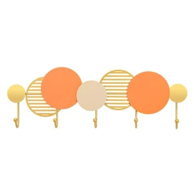 Image of ZYZSY Coat Hook Wall Mounted Rack, Entryway Hanging with 5 Hooks, Modern, Metal for Coat, Jacket, Clothes, Hat (Color : Orange)