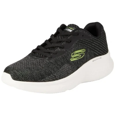 Image of Skechers Men&#039;s Skech LITE PRO FAREGROVE Trainers, Black Circular Knit/Synthetic/Lime Trim, 11 UK