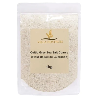 Image of Celtic Coarse Sea Salt 1kg Hand Harvested, Great for Cooking, Baking, Pickling, Finishing, Light Grey by Villa Nostrum