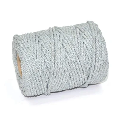 Image of 50M Spools Everlasto 3 Strand Soft Cotton Coloured Macrame Craft Cord (3.5mm approx) (SILVER)