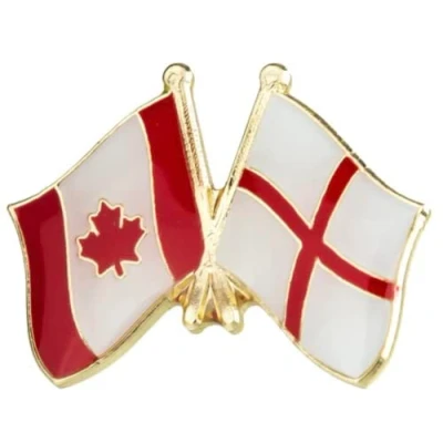 Image of Canada &amp; England St George Cross Friendship National Flag Enamel Metal Pin Badge Diplomat Lapel