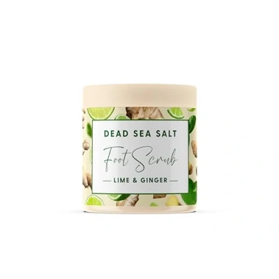 Image of CalmGenix Lime &amp; Ginger Foot Scrub with Dead Sea Salts for Spa Exfoliating Hard Skin, Cracked Heel Natural moisturiser Pedicure 460g Exfoliator Tub