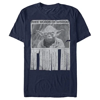 Image of STAR WARS Men&#039;s Words of Wisdom T Shirt, Navy, S