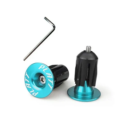Image of PLATT Bike Bar End Plugs Aluminum MTB Road BMX Handlebar Caps (Blue,1 Pair)