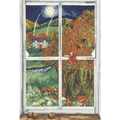 Image of Bothy Threads Counted Cross Stitch Kit Conker Window