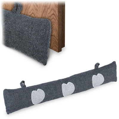Image of Relaxdays Draught Stopper Roll, Wind Seal for Door &amp; Window, Sand Filling, Cold Protection, Star, 10 x 76 7 cm, Grey, Polyester