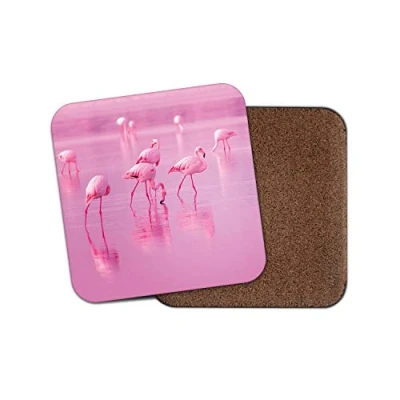 Image of 1 x Pretty Pink Flamingos Coaster Birds Wildlife Nature Mum Auntie Fun #14346