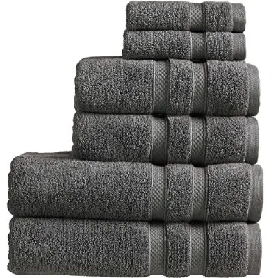 Image of Christy Chroma Bath Towel Set of 6 2 Hand Face Highly Absorbent Heavyweight 675GSM Bold and Bright Soft Smooth Shower Towels 100% Cotton Sustainably Made Ash Grey